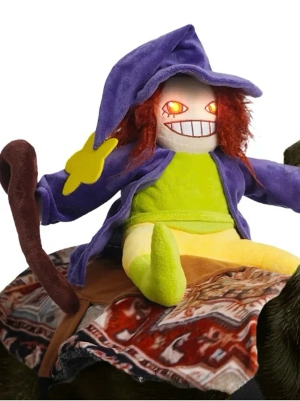 New..Plush Witch Rider Dog Costume - Purple & Green